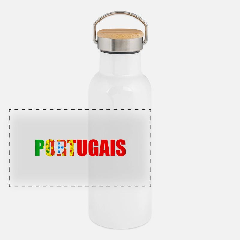 portugais Gourde isotherme avec bouchon en bambou