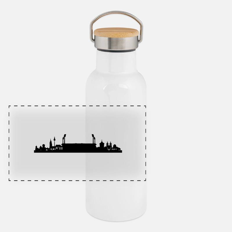 Nürnberg Skyline Stadion Panorama Thermosflasche mit Bambusdeckel