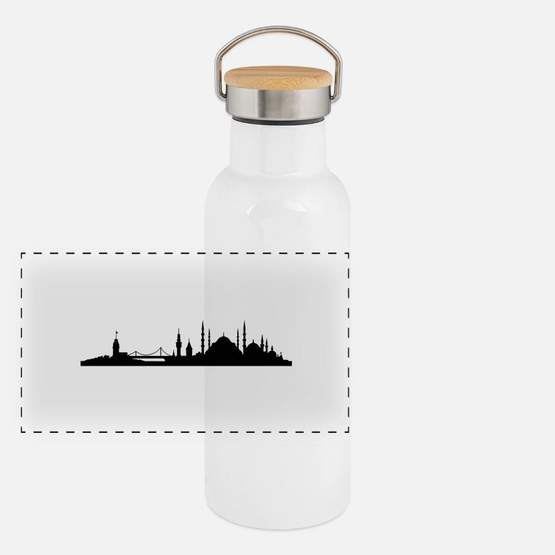 Skyline Istanbul Panorama Thermosflasche mit Bambusdeckel
