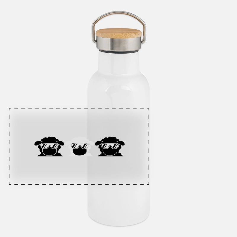 Cool Sheeps Design Panoramic Thermal Bottle with Bamboo Lid