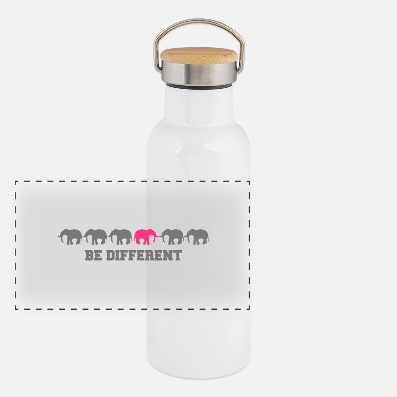 Elephants Be Different Panorama Thermosflasche mit Bambusdeckel