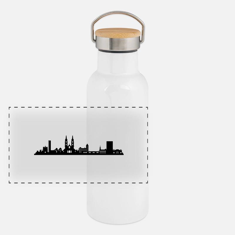 Skyline Basel Panorama Thermosflasche mit Bambusdeckel