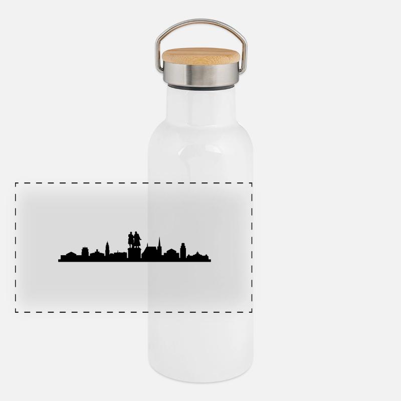 Skyline Weimar Panorama Thermosflasche mit Bambusdeckel