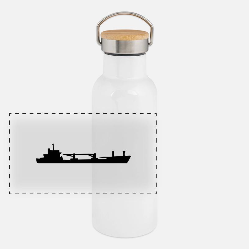 Cargo Ship Panoramic Thermal Bottle with Bamboo Lid