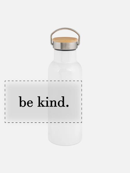 be kind. - Panoramic Thermal Bottle with Bamboo Lid - white - Front