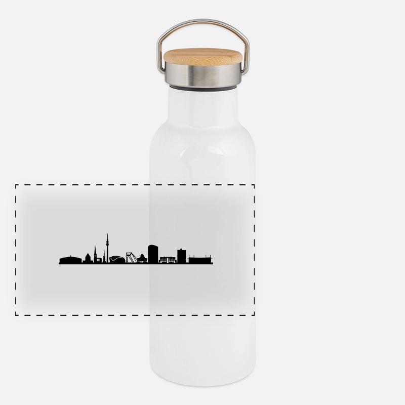 Skyline - Dortmund Panorama Thermosflasche mit Bambusdeckel