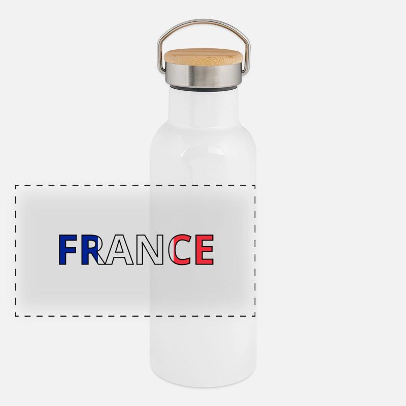 Drapeau France Gourde isotherme avec bouchon en bambou