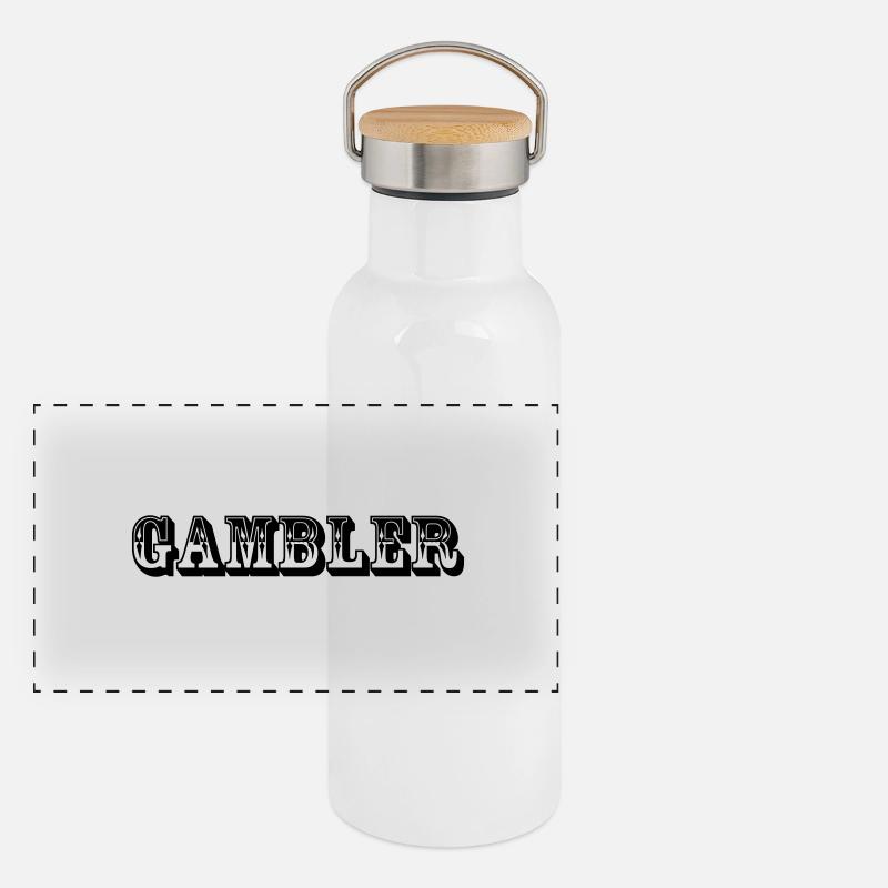 Gambler - poker Panorama Thermosflasche mit Bambusdeckel