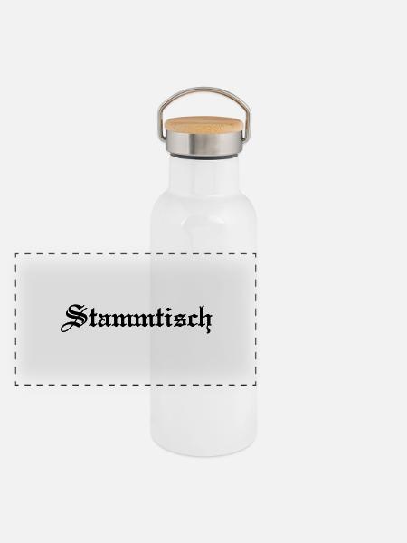Stammtisch - Kicker shirt - Gourde isotherme avec bouchon en bambou - blanc - Devant
