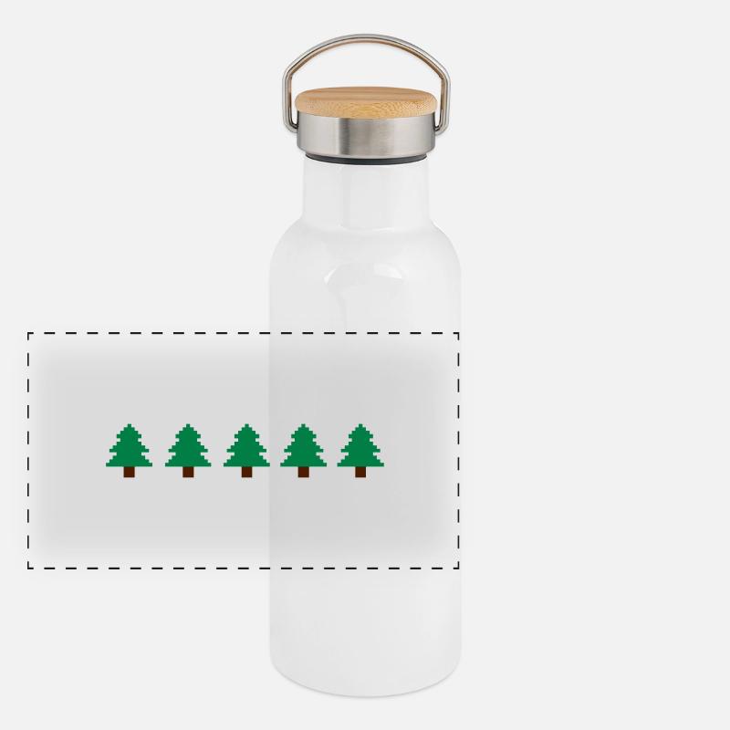 Weihnachtsbäume Pixel Panorama Thermosflasche mit Bambusdeckel