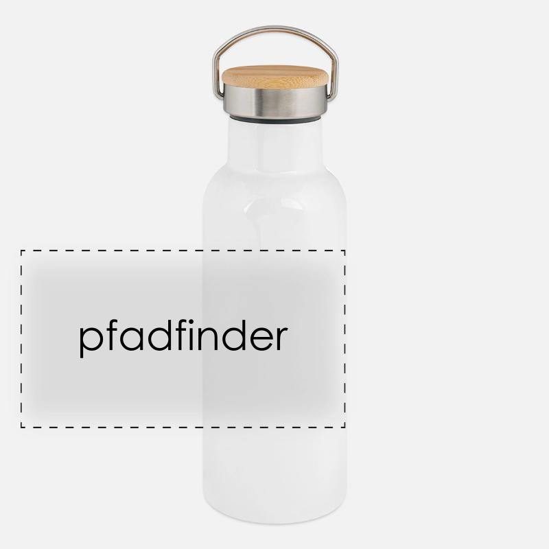 pfadfinder-Schriftzug Panorama Thermosflasche mit Bambusdeckel