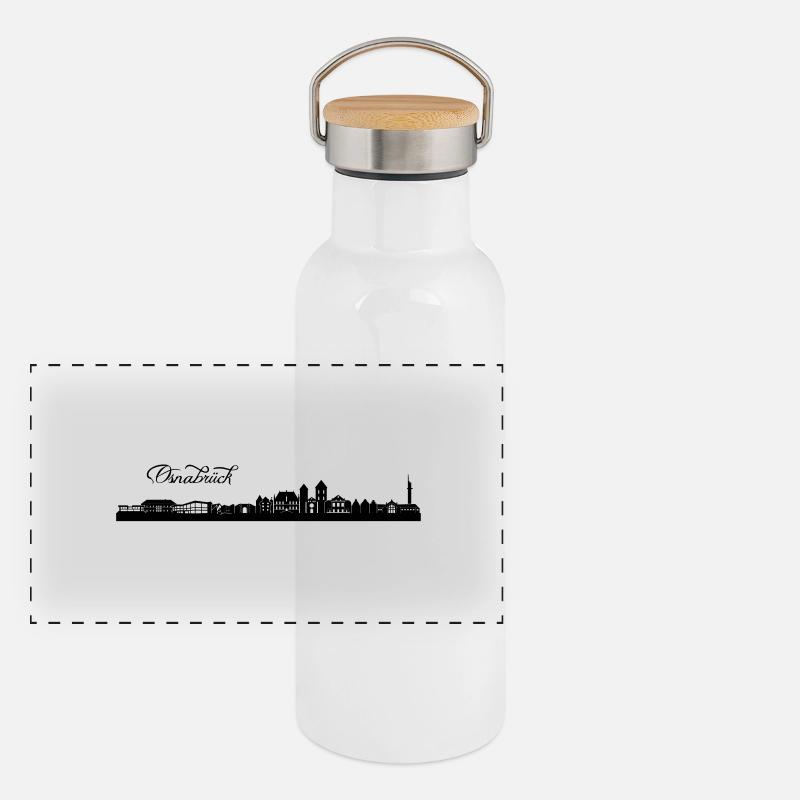 Osnabrücker Skyline Panorama Thermosflasche mit Bambusdeckel