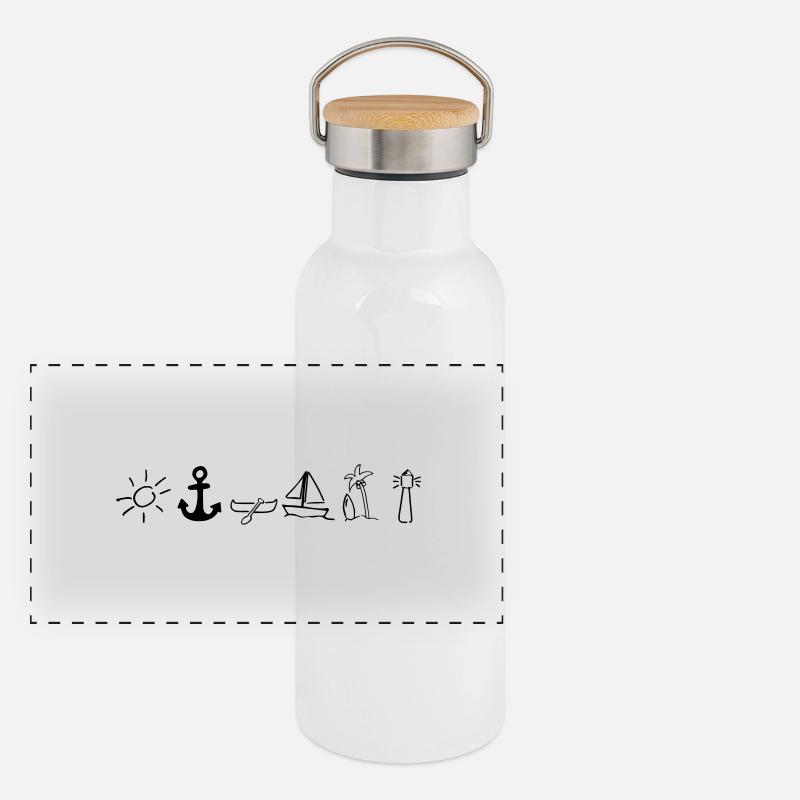 Am Meer Panorama Thermosflasche mit Bambusdeckel