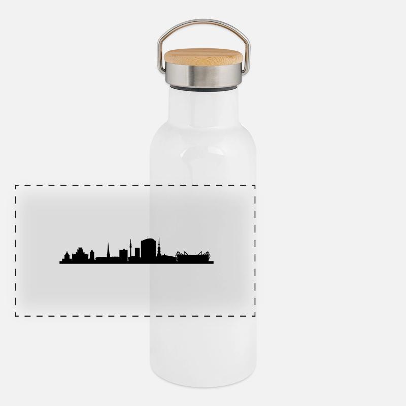 Skyline Dortmund Panorama Thermosflasche mit Bambusdeckel