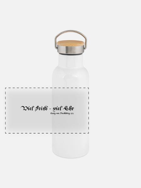 Viel Feind viel Ehr - Panorama Thermosflasche mit Bambusdeckel - Weiß