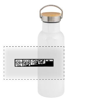 BD cartoon - Gourde isotherme avec bouchon en bambou - blanc - Devant