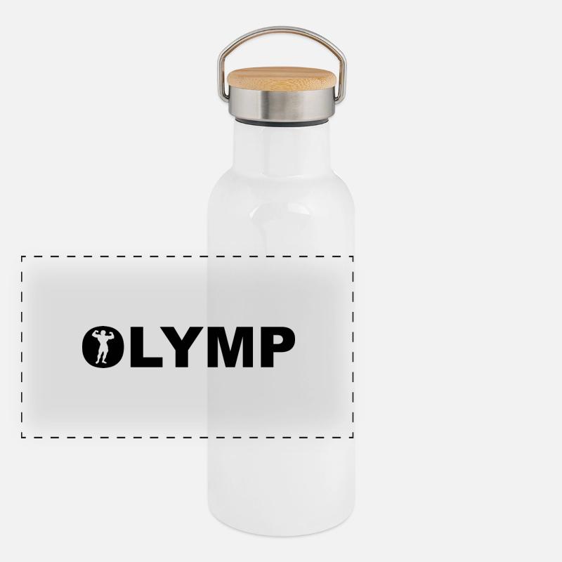 Olymp Berg der Götter und der Kräfte. Bodybuilder Panorama Thermosflasche mit Bambusdeckel