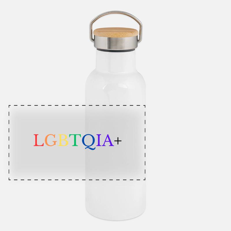 LGBTQIA+ Panorama Thermosflasche mit Bambusdeckel