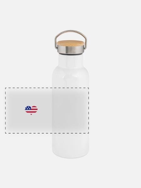 I <3 Obama - Gourde isotherme avec bouchon en bambou - blanc - Devant