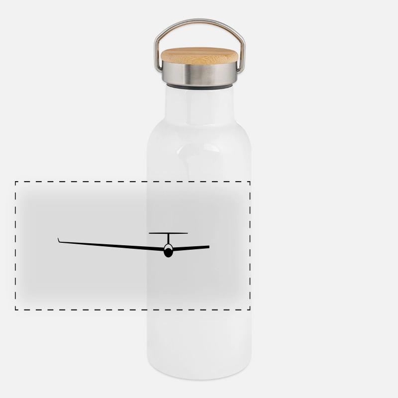 Segelflieger Geschenk Panorama Thermosflasche mit Bambusdeckel
