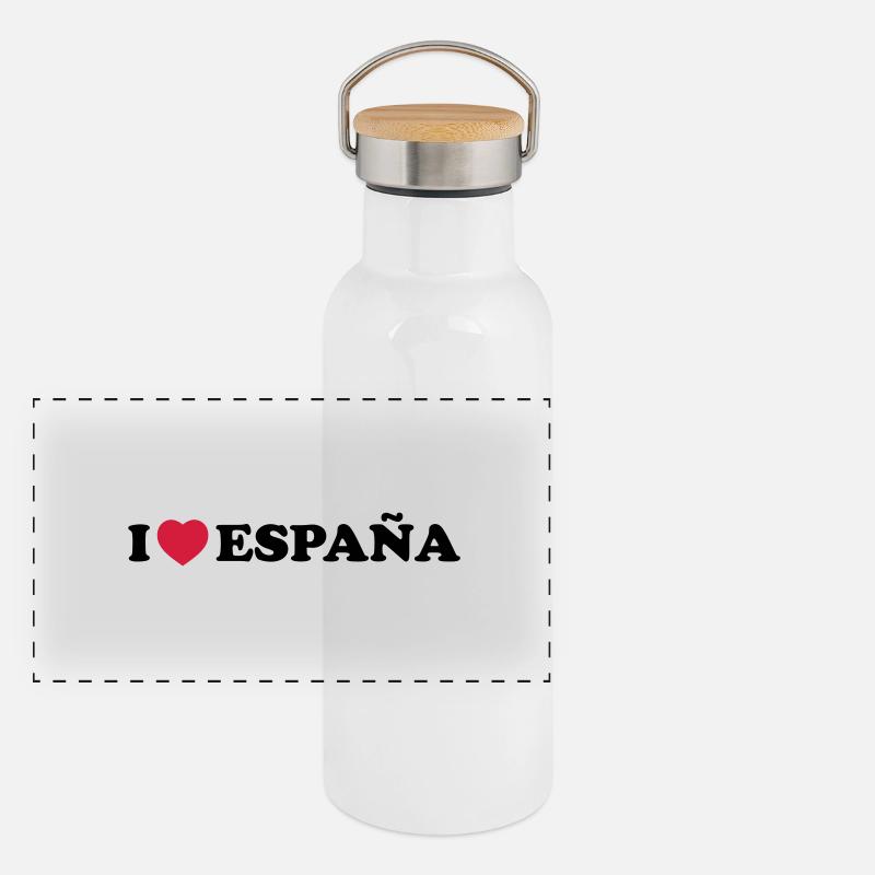 I love Espana Panorama Thermosflasche mit Bambusdeckel