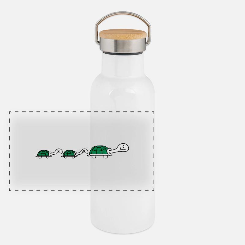 Cute Turtle Family Panoramic Thermal Bottle with Bamboo Lid