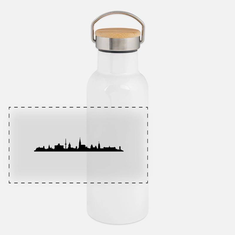 Skyline Münster Panorama Thermosflasche mit Bambusdeckel