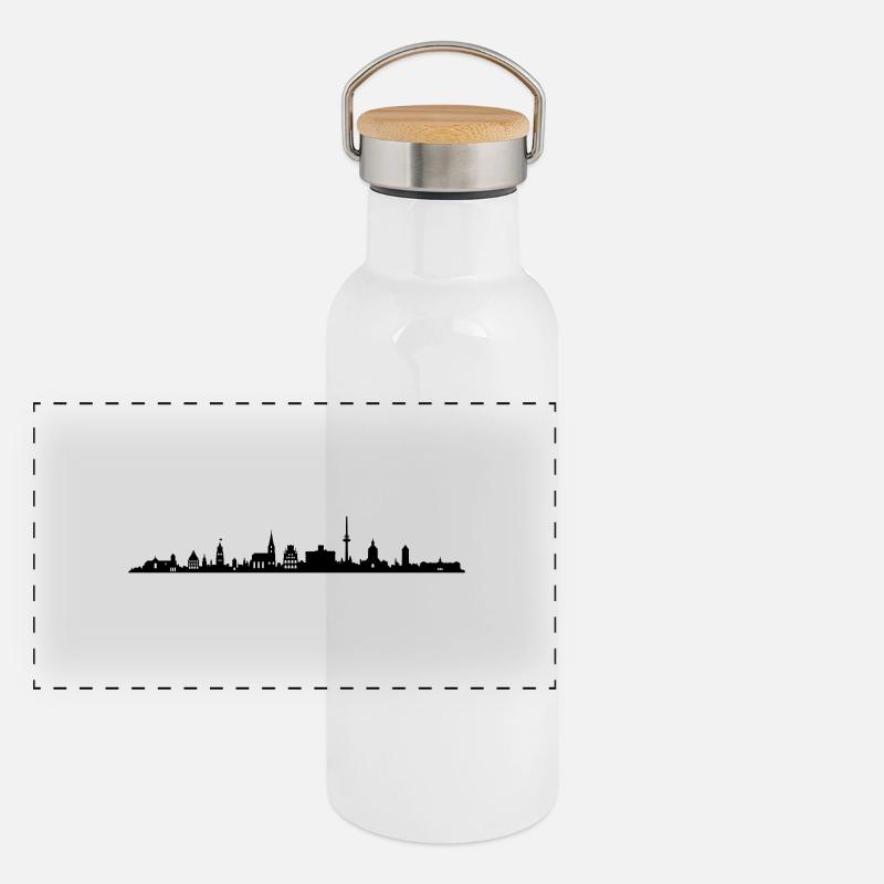 Skyline - Münster NRW Panorama Thermosflasche mit Bambusdeckel