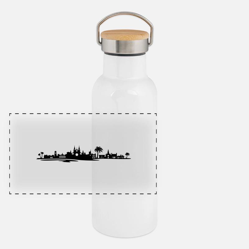 Skyline - Palma de Mallorca Panorama Thermosflasche mit Bambusdeckel