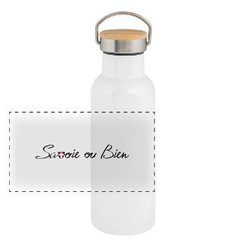 savoie ou bien - Gourde isotherme avec bouchon en bambou - blanc - Devant