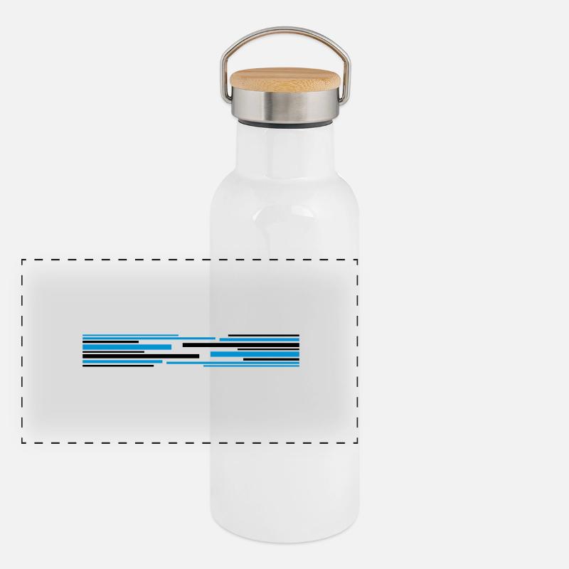 Many lines pattern Panoramic Thermal Bottle with Bamboo Lid