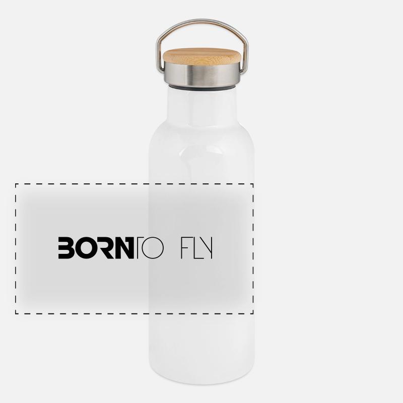Né à voler Heli Design Gourde isotherme avec bouchon en bambou