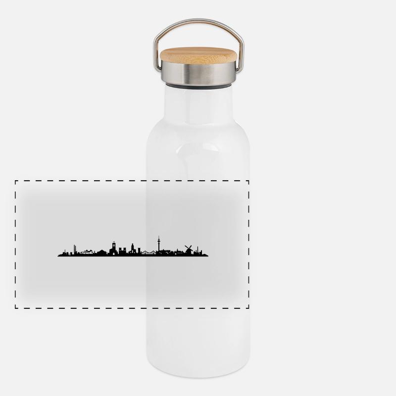 Skyline - Duisburg Panorama Thermosflasche mit Bambusdeckel