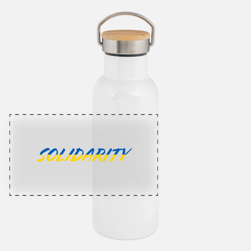 Solidarité ukraine Gourde isotherme avec bouchon en bambou
