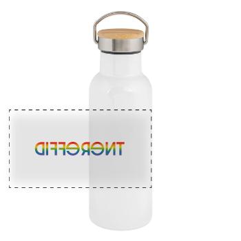 different black shirt LGBT lgbtqi queer - Panoramic Thermal Bottle with Bamboo Lid - white - Front