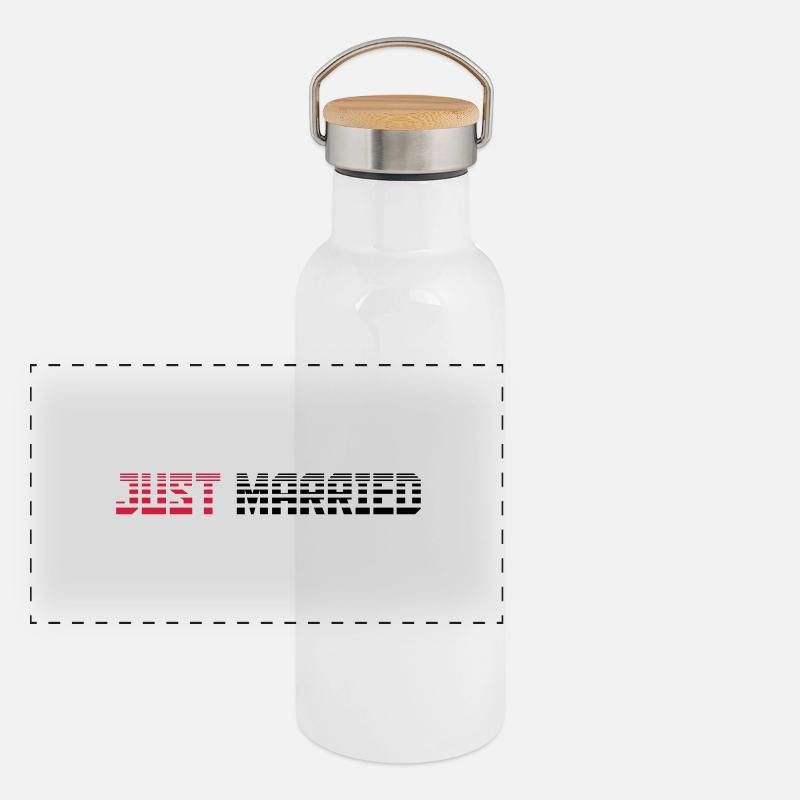 Just Married texte Logo Design Gourde isotherme avec bouchon en bambou