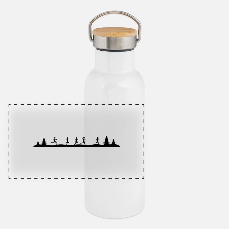 Sport - Jogger Wald Panorama Thermosflasche mit Bambusdeckel