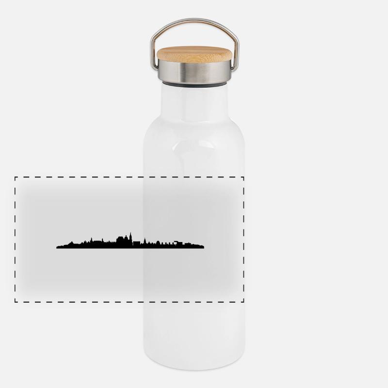 Skyline Aachen Panorama Thermosflasche mit Bambusdeckel