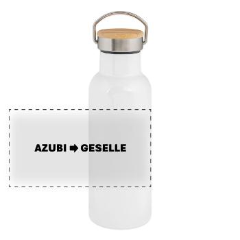 Apprenti et maintenant compagnon - Gourde isotherme avec bouchon en bambou - blanc - Devant