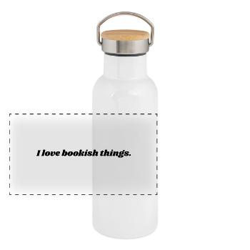 I love bookish things. - Panorama Thermosflasche mit Bambusdeckel - Weiß - Vorne