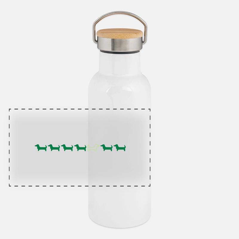 Dackelkarawane Panorama Thermosflasche mit Bambusdeckel