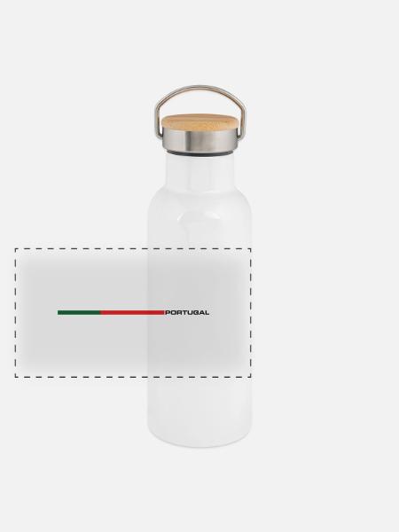 Portugal - Nationalflagge als Retrostreifen. - Panorama Thermosflasche mit Bambusdeckel - Weiß