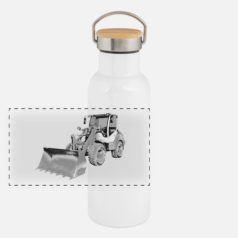 wheel loader Panoramic Thermal Bottle with Bamboo Lid