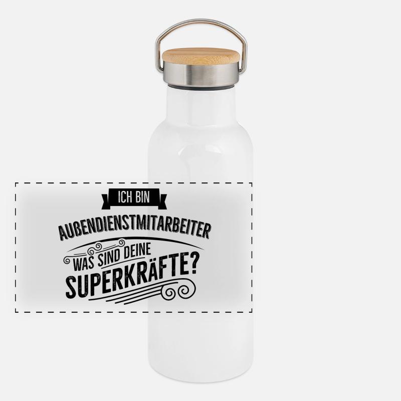 Aussendienstmitarbeiter Panorama Thermosflasche mit Bambusdeckel