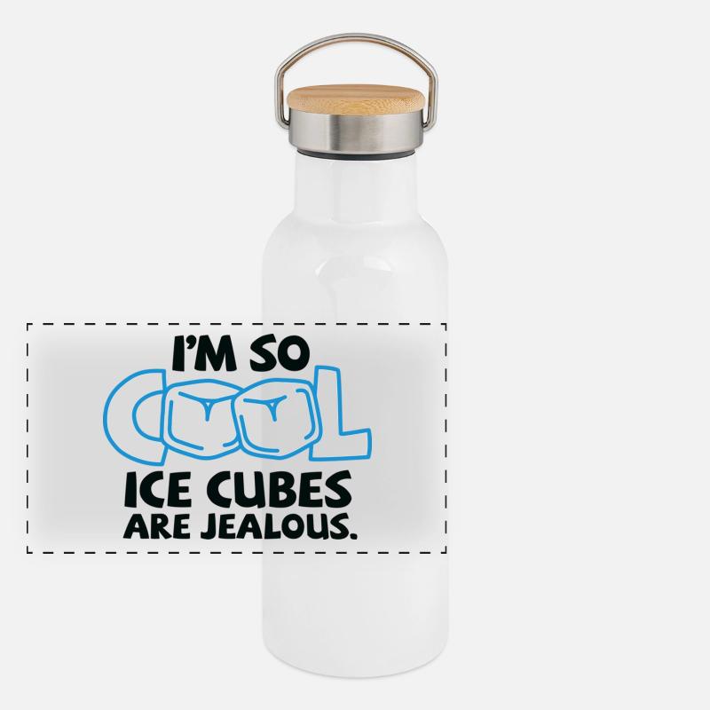 Ich bin so cool, sogar Eiswürfel sind neidisch! Panorama Thermosflasche mit Bambusdeckel