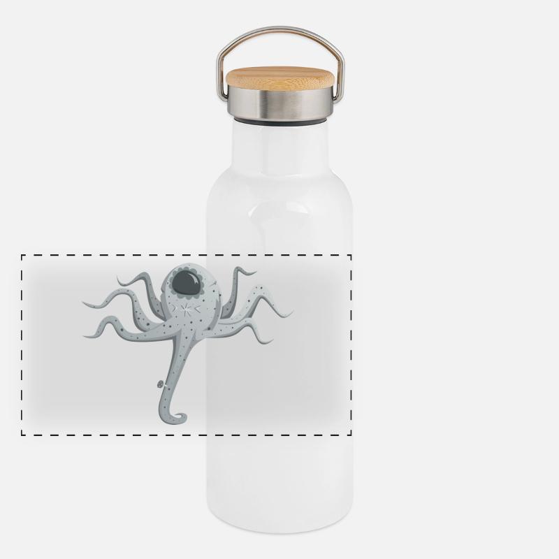 tintenfisch giant octopus krake kalmar sepien fish Panorama Thermosflasche mit Bambusdeckel