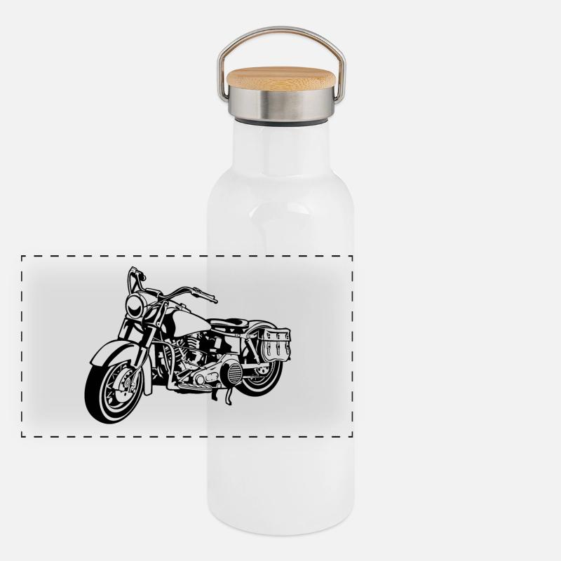 Chopper moto 10_schwarz Gourde isotherme avec bouchon en bambou