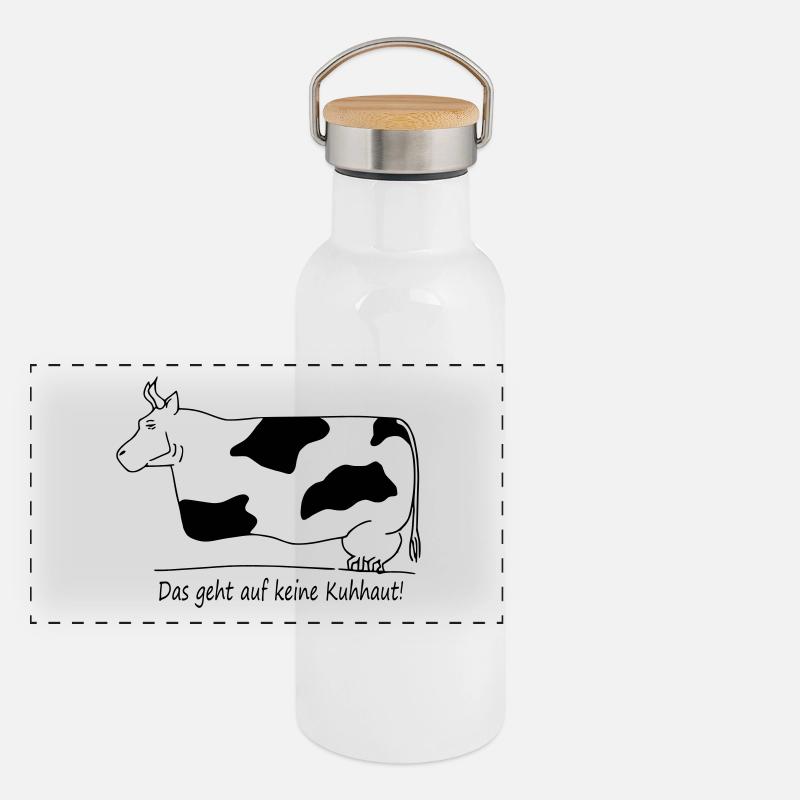 Kuh Panorama Thermosflasche mit Bambusdeckel