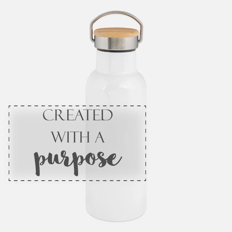 Created with a purpose Panorama Thermosflasche mit Bambusdeckel