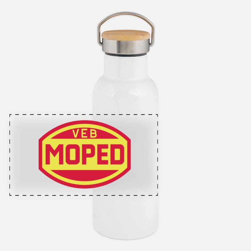 Moped VEB Logo (2c) Gourde isotherme avec bouchon en bambou